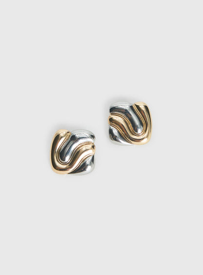 Heavenly Dream Square Earrings Gold / Silver