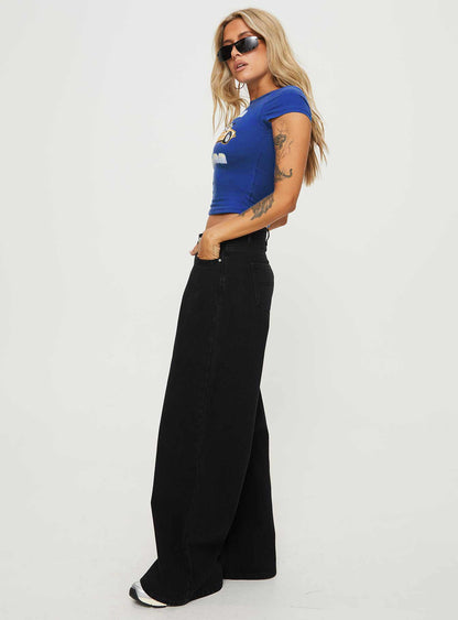 Naylor Mid Rise Wide Leg Jeans Washed Black Tall
