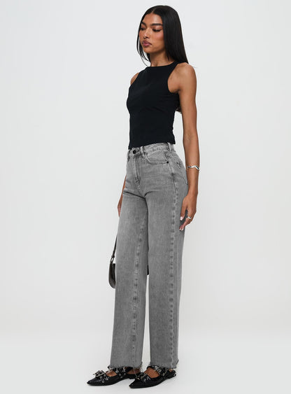 Henesey High Rise Straight Leg Jeans Washed Grey