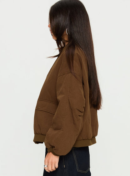 Stick Season Quilted Jacket Brown