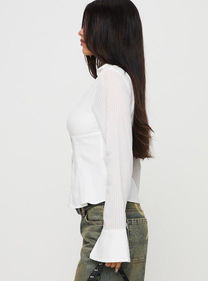 Elowenn Long Sleeve Top White