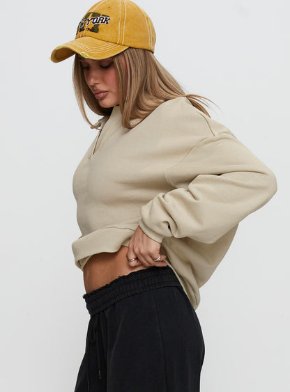 Back Around Collared Fleece Jumper Oat