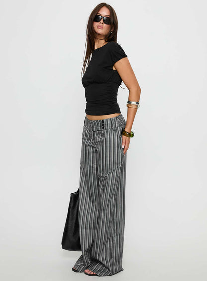 Cedars Low Rise Pant Grey Stripe