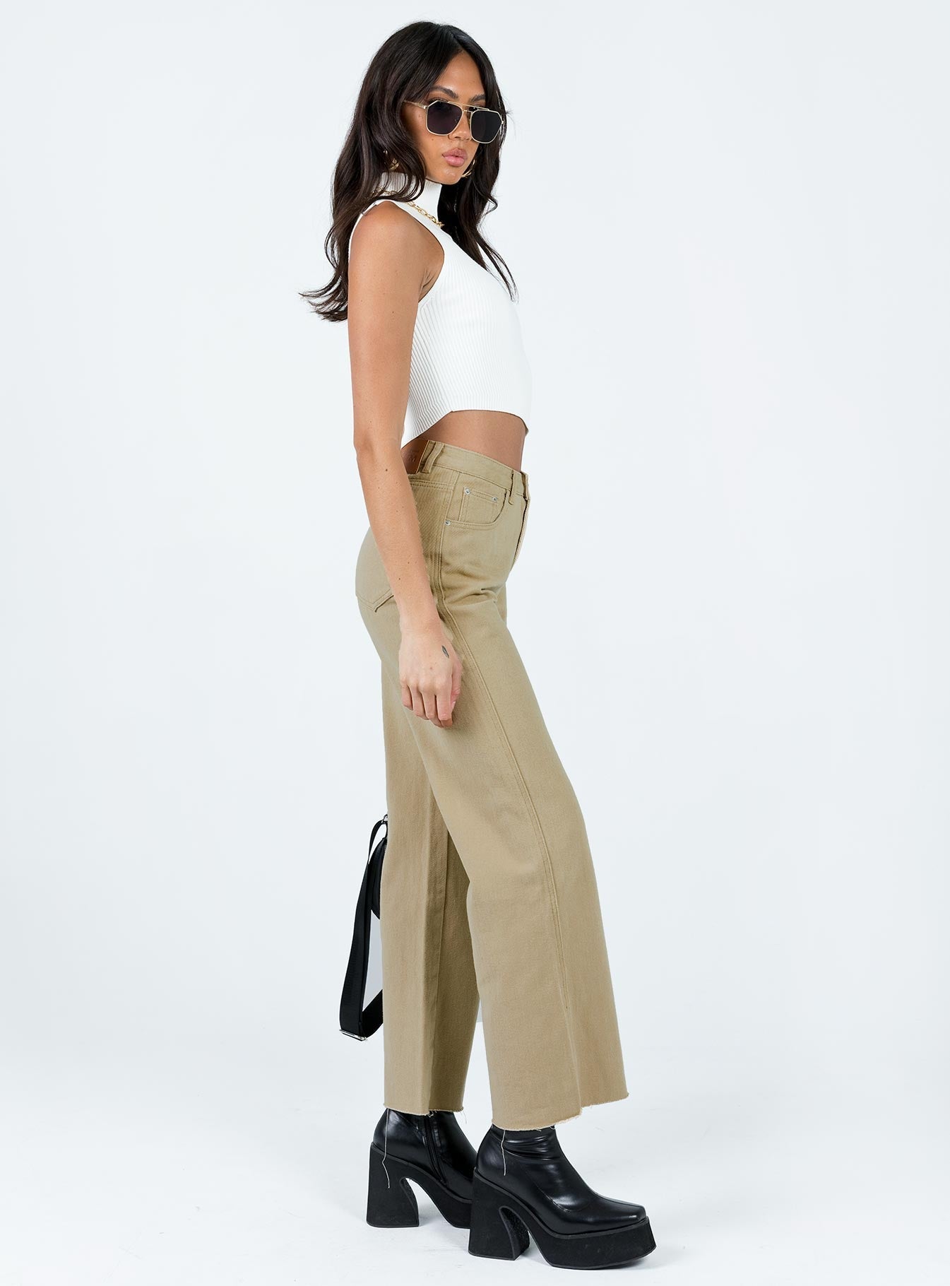 Arlington High Rise Straight Leg Denim Jeans Stone