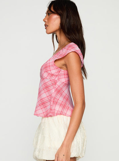 Jazz Club Top Pink Check