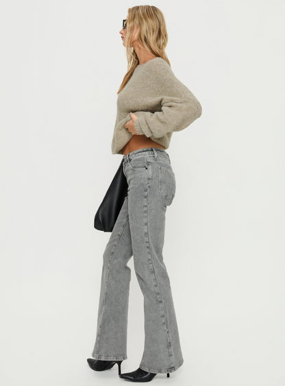 Magic Mirror Mid Rise Bootleg Jeans Washed Grey