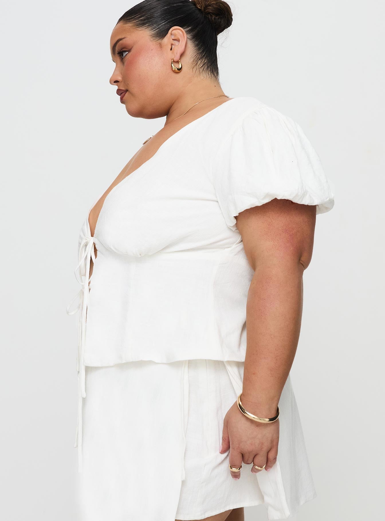 Wilhelmina Blouse Top White Curve