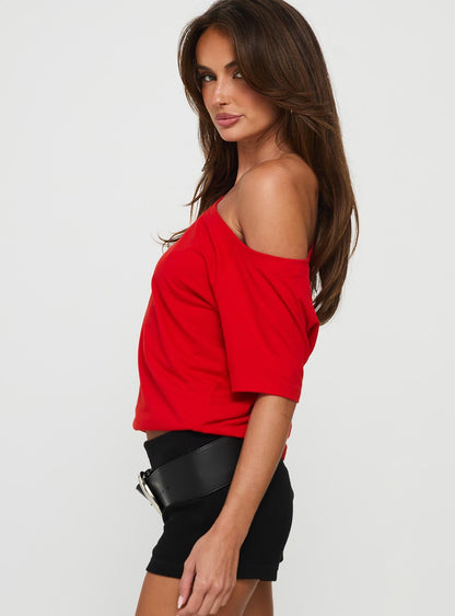 Icon Baby Off Shoulder Top Red