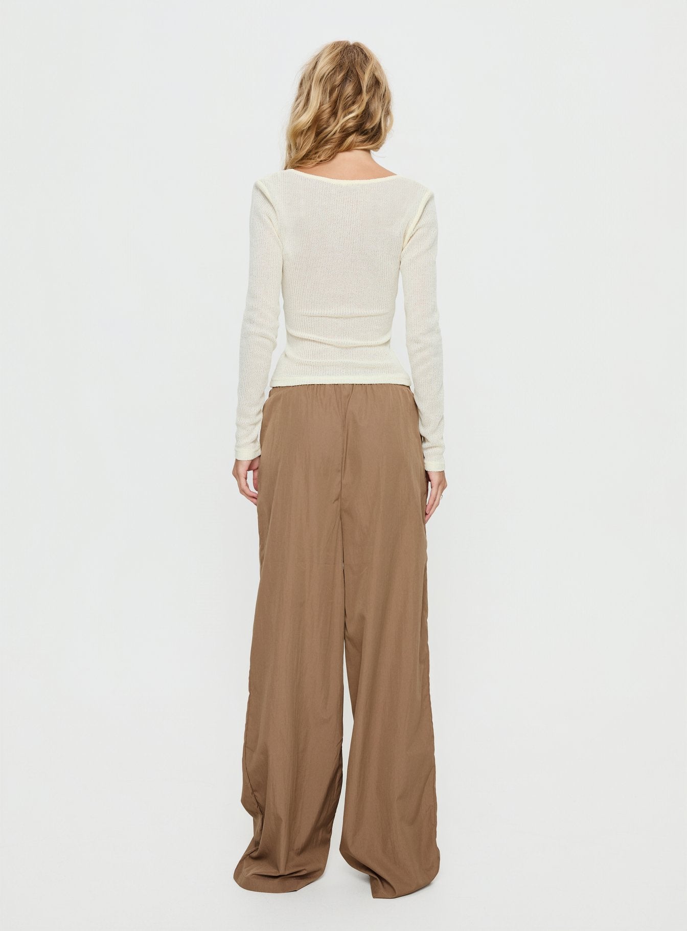 Romonda Drawstring Straight Leg Pants Khaki
