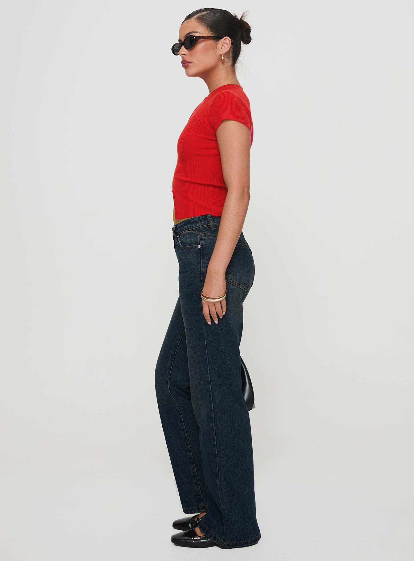 Cybele Mid Rise Straight Leg Jeans Dark Denim
