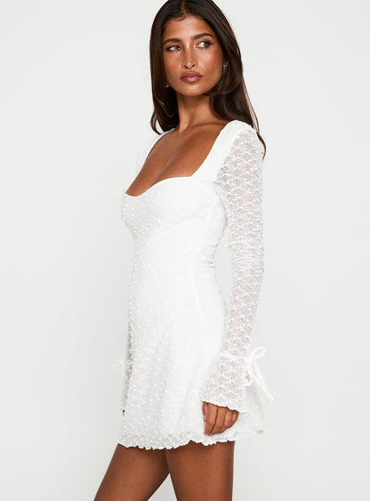 Dalzine Long Sleeve Mini Dress White