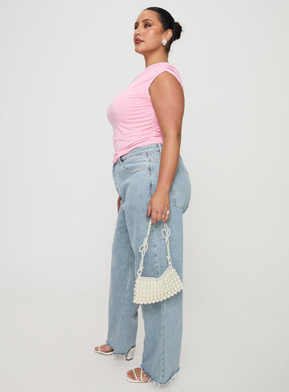 Fawcett High Rise Straight Leg Jeans Light Blue Wash Curve