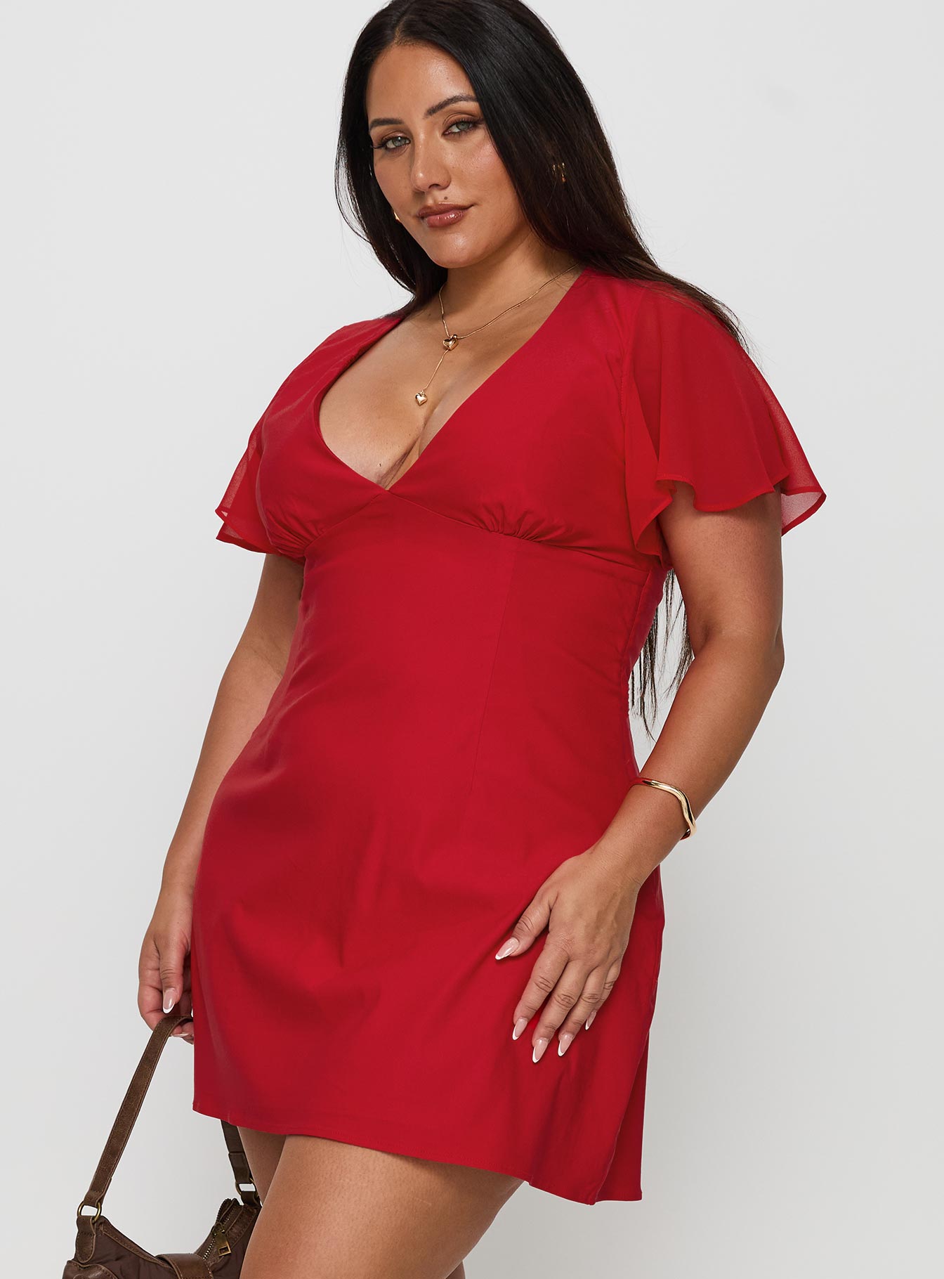 Florie Corset Mini Dress Red Curve