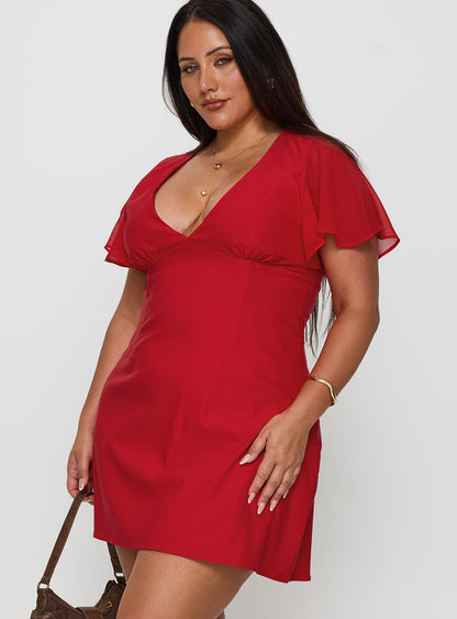 Florie Corset Mini Dress Red Curve