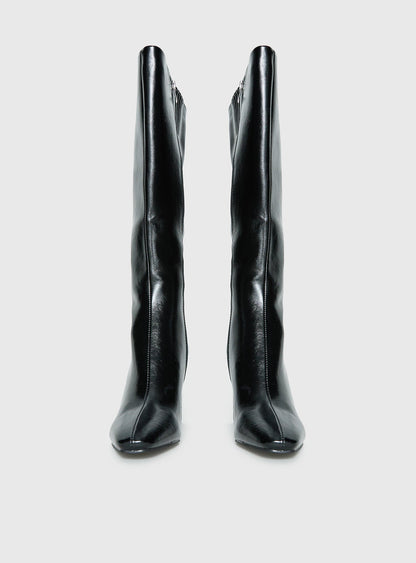 Sawyer Knee High Boots Black Crinkle