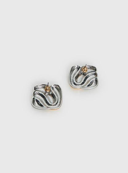 Heavenly Dream Square Earrings Gold / Silver