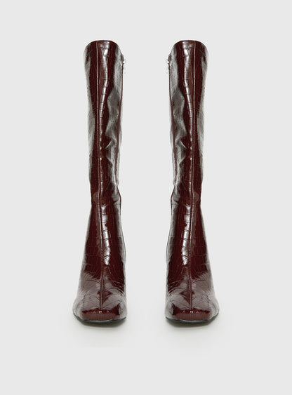 Alexx Knee High Boots Burgundy