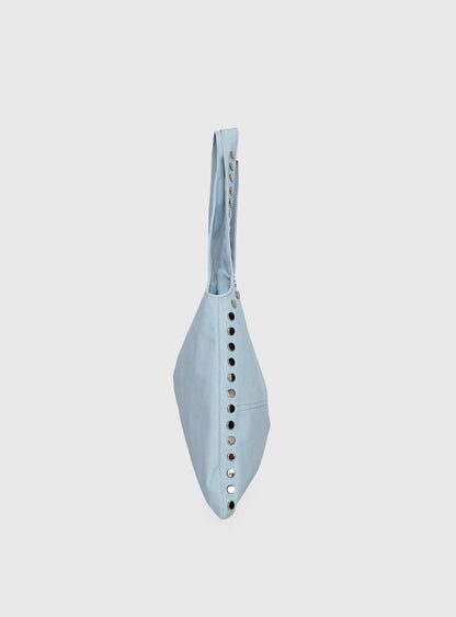 Tell The Truth Studded Faux Suede Bag Blue
