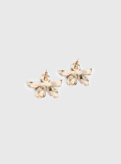 Ysabelle Flower Earrings Pink / Red