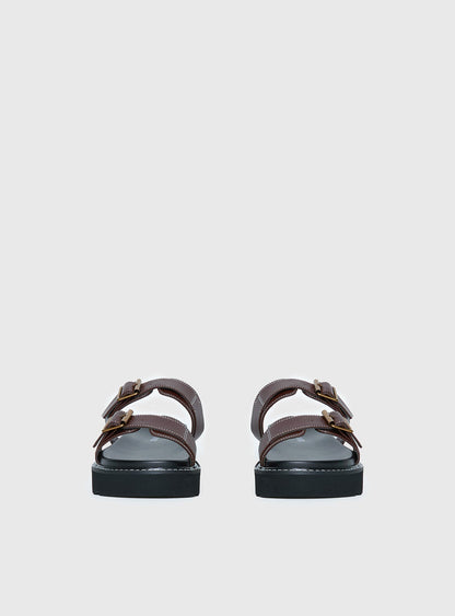 Ma Belle Sandals Contrast Stitch Chocolate