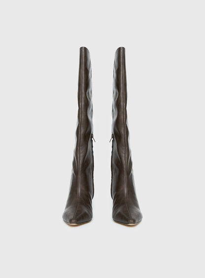 Aminah Knee High Boots Charcoal