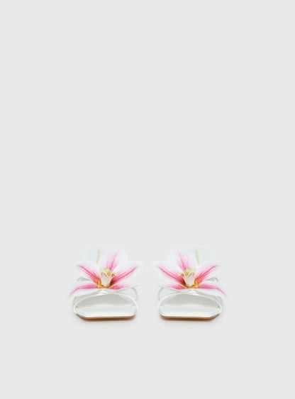 Exotic Etty Floral Detail Heels White