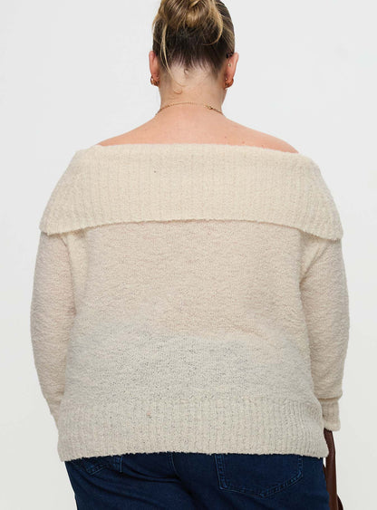 Parkley Boucle Off The Shoulder Cream Curve