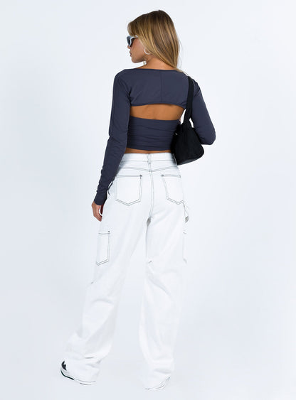 Miami Vice Mid Rise Straight Leg Cargo Pants White