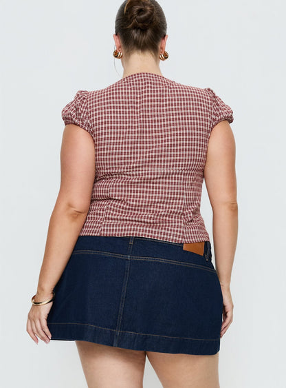 Warna Low Rise Denim Mini Skirt Dark Wash Curve