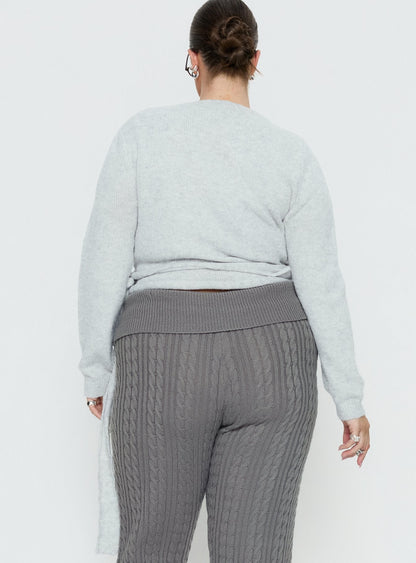 Tonee Wrap Knit Cardigan Grey Curve