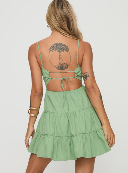 Summer Break Mini Dress Sage