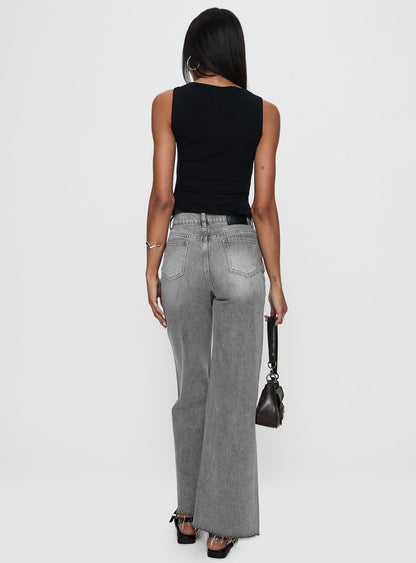 Henesey High Rise Straight Leg Jeans Washed Grey