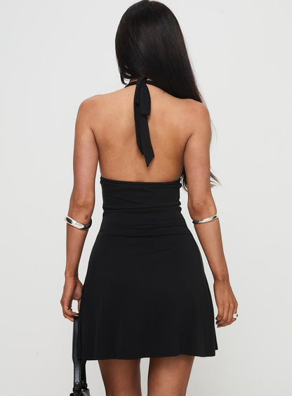 Tinisie Halter Mini Dress Black Tall