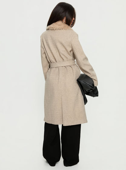 Hallyn Faux Fur Collar Coat Beige
