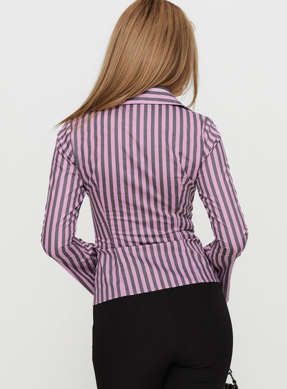 You Hear Me Long Sleeve Top Pink Stripe