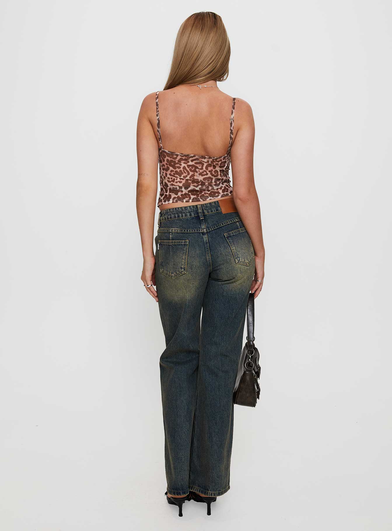 Inverness Pinched Detail Mid Rise Wide Leg Jeans Tea