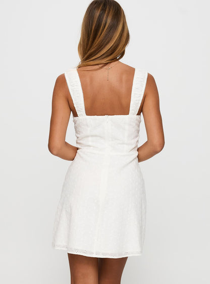 Sweet Secrets Broderie Mini Dress White