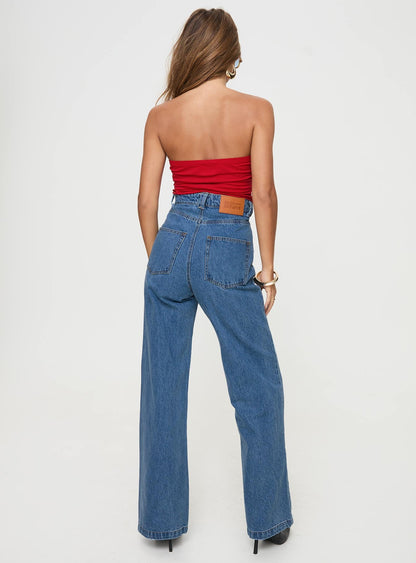 Zephee High Rise Wide Leg Jeans Light Wash