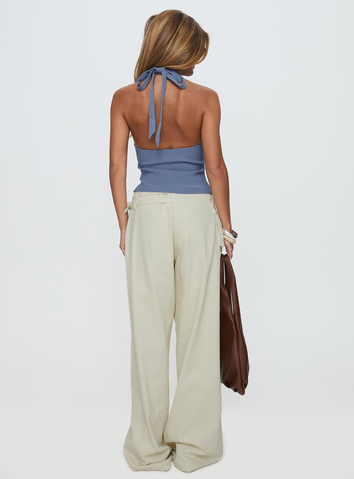 Paltrow Mid Rise Wide Leg Cargo Jeans Cream Petite