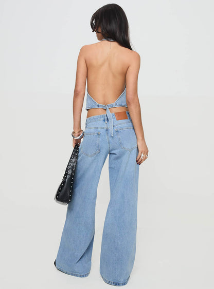 Pearlisle Low Rise Baggy Jeans Light Wash