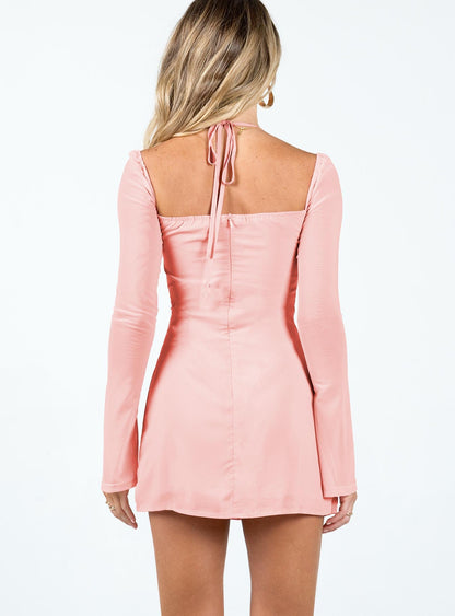 Dyer Sheer Sleeve Mini Dress Pink