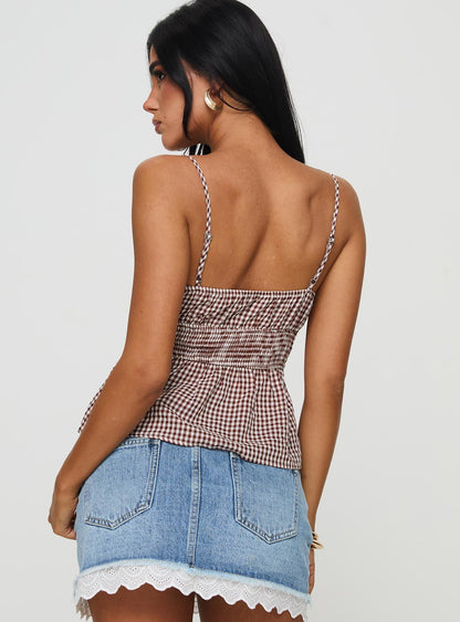Ansilin Top Brown Check