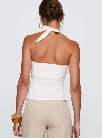 Isabetta Halter Top White Petite