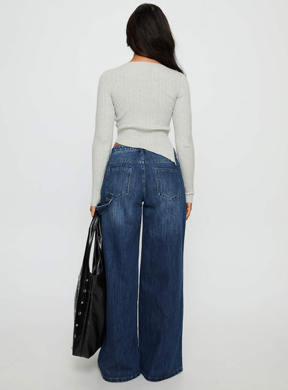 Downtowner Low Rise Cargo Jeans Mid Blue Wash