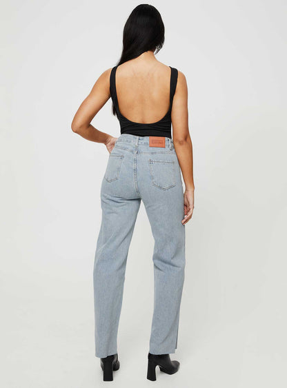 Kalinda High Rise Straight Leg Jeans Blue