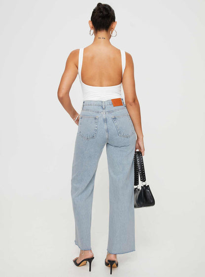Fawcett High Rise Straight Leg Jeans Light Blue Wash