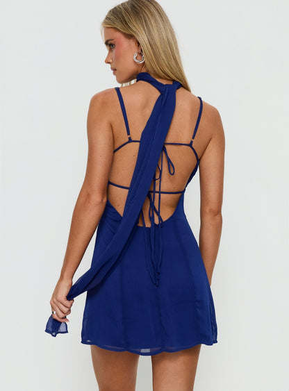 Jadira Scarf Mini Dress Navy