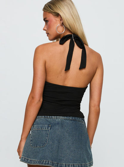 No Hard Feelings Twist Top Black