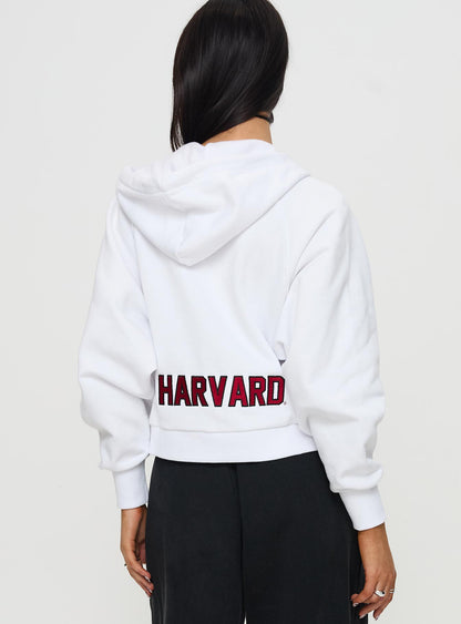 Harvard Raglan Zip Up White / Red