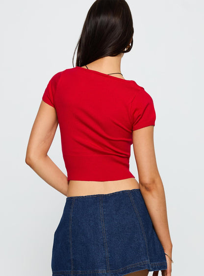 Pretty Sweet Button Up Top Red